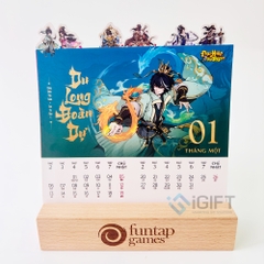 Lịch gỗ khắc logo - Bế hình nhân vật theo yêu cầu