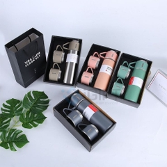 Set bình giữ nhiệt kèm 3 cốc - In khắc logo theo yêu cầu