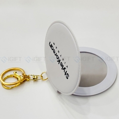 Gương Mini Bọc Da Kèm Móc Khóa - In Logo Theo Yêu Cầu