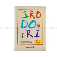 Sổ da bìa rời + Bút bi tự xóa in ấn logo IRO DORI - Trung tâm Giao lưu Văn hóa Nhật Bản