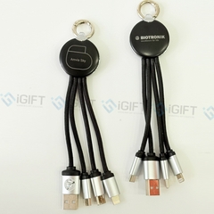 Cáp 3 In 1 Kiêm Móc Khoá – Khắc Logo Phát Sáng Logo KMS Technology