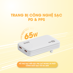 Sạc 9FIT Slim PD 65W 2C GaN - in theo yêu cầu