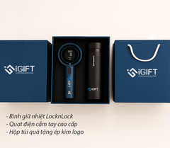 Set quà Quạt điện - Bình giữ nhiệt - Ô dù cao cấp  - In logo theo yêu cầu