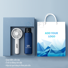 Set quà Quạt điện - Bình giữ nhiệt - Ô dù cao cấp  - In logo theo yêu cầu