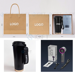 Set quà tặng Hộp túi kraft - Quạt điện - Bình giữ nhiệt - In logo theo yêu cầu