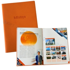 Bộ Sổ bìa da và bút bi - In logo Mitutoyo 