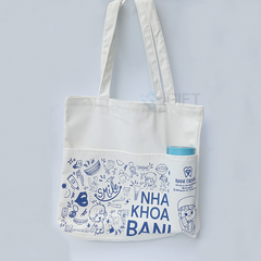 Bộ quà tặng mũ bảo hiểm, túi canvas, gối cổ  - In logo Nha khoa Bani