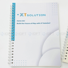 Bộ quà tặng sổ lò xo, cốc sứ, túi vải canvas - In logo XT Solution 