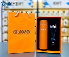 Bộ quà tặng Bình giữ nhiệt và Cáp phát sáng in logo thương hiệu AVG
