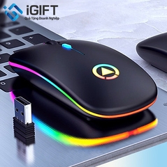 Chuột Không Dây Siêu Mỏng Có Thể Sạc Điện Chơi Game Chuyên Nghiệp Đèn LED 7 Màu A2