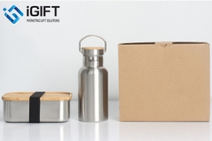 Hộp cơm nắp gỗ và bình giữ nhiệt chất liệu inox 304