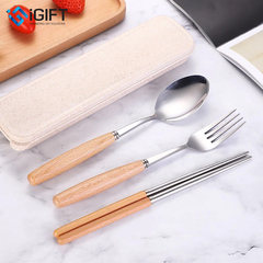 Bộ thìa đũa muỗng inox cán gỗ cao cấp - In khắc logo theo yêu cầu