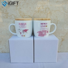 Ly sứ nắp gỗ in ấn theo yêu cầu bệnh viện Phương Châu