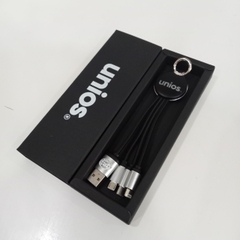 Cáp 3 In 1 Kiêm Móc Khoá - Khắc Logo Phát Sáng Logo Unios