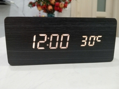 Đồng hồ gỗ để bàn LED có sạc không dây 10W in logo theo yêu cầu