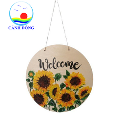 Bảng treo cửa Welcome gỗ 30 cm treo cửa kính, tường vẽ tay sáng tạo độc đáo tặng kèm móc dán treo - Nhận vẽ theo yêu cầu