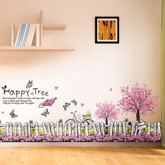 Decal dán tường cây happy tree màu sinh động sang trọng dán được kính, gỗ, tủ sắt