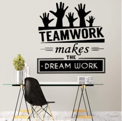 Decal dán tường chữ TEAMWORK truyền động lực trang trí sang trọng dán được kính, gỗ