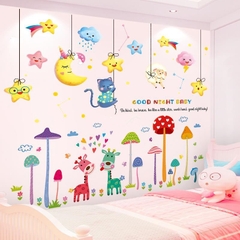 Trang trí phòng bé sinh động dễ thương decal dán tường combo sang trọng size lớn