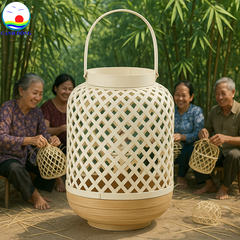 Đèn lồng tre đan thủ công đèn năng lượng mặt trời Cảnh Đông - Trang trí Rustic ,sự kiện tết, lễ hội, đám cưới, resort