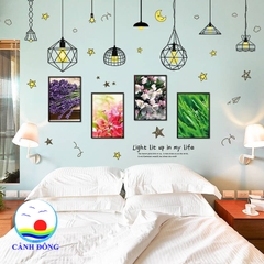 Decal dán tường khung tranh bóng đèn phát sáng