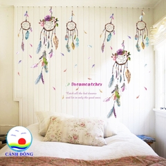 Decal dán tường dreamcatcher màu sắc sinh động