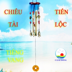 Chuông gió phong thủy CHIÊU TÀI TIẾN LỘC 5 CHUÔNG KHẮC CHÚ