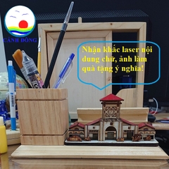Đựng bút gỗ lưu niệm Chợ Bến Thành 3D - Quà lưu niệm Sài Gòn - Quà tặng ý nghĩa - Nhận khắc laser nội dung chữ, ảnh, logo theo yêu cầu