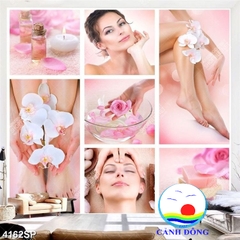 Tranh dán tường trang trí SPA lớn sẵn keo dán dễ in size theo yêu cầu