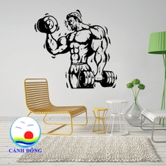 Decal dán tường phòng gym nâng tạ tạo động lực luyện tập cho gymer