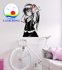 Decal dán tường cô gái dễ thương nghe nhạc đầy phong cách