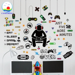 Decal dán tường Gamer siêu chất trang trí quán net phòng game