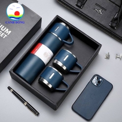 Bình giữ nhiệt kèm 2 ly in logo theo yêu cầu - quà tặng lưu niệm ý nghĩa - Đặt càng nhiều có ưu đãi