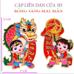 Cặp liễn 3D rồng dán cửa kính trang trí tết Giáp Thìn 2024 sang trọng- dán tường, kính , gỗ nhiều mặt phẳng