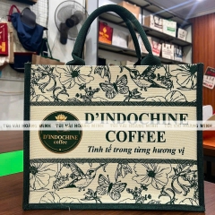 Túi Vải Linen D’Indochine Coffee In Họa Tiết Hoa