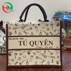Túi Vải Linen In Logo TÚ QUYÊN - Phụ Liệu Tóc & Nails