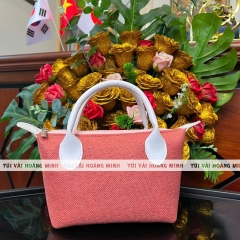 Túi Luxury Màu Hồng Quai Da Trắng