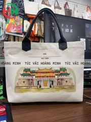 Túi Vải Canvas Quai Da In Họa Tiết Kinh Thành Huế
