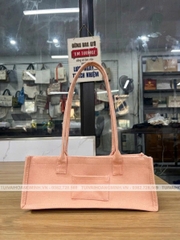 Túi Vải Linen Luxury Màu Hồng Pastel – Thiết Kế Dáng Hộp Sang Trọng