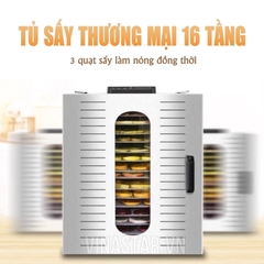 Tủ sấy thực phẩm công nghiệp 16 ngăn. Máy làm mứt, thịt bò khô, hoa quả sấy