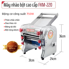 Máy Cán Bột FKM-220 Inox Bền Bỉ – Hỗ Trợ Cán Mỏng Đều, Cắt Sợi Đa Kích Thước Cho Mì Tươi