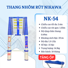 Thang nhôm rút đơn Nikawa NK-54 (5m4)