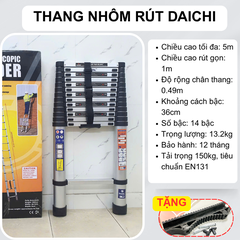 Thang Nhôm Rút Đơn 5m DA-N50D (5m) (Tặng phụ kiện)
