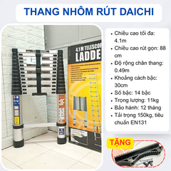 Thang nhôm rút đơn Daichi DA-N41D (4m1) (TẶNG ỐP)