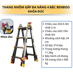 Thang nhôm gấp (rút lồng) đa năng Benboo BB-44 4 bậc