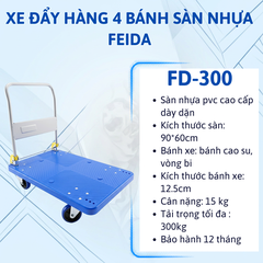 Xe đẩy hàng Feida 300kg sàn nhựa bánh chống ồn FD-300