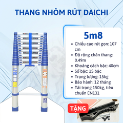 Thang rút đơn Daichi màu xanh 5.8m TDA-58X (TẶNG ỐP)