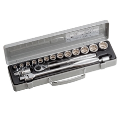 Hộp đầu khẩu và cần vặn TONE 17 chi tiết 1/2" 750M