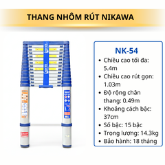 Thang nhôm rút đơn Nikawa NK-54 (5m4)