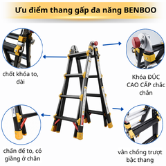 Thang nhôm gấp (rút lồng) đa năng Benboo BB-44 4 bậc